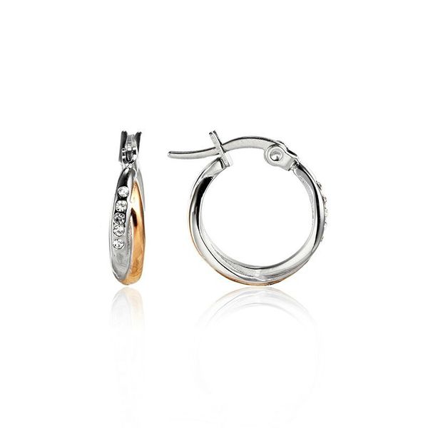 

2020 stainless steel minimalist with crystal round hoop earrings disc bent rose gold earrings gift for ladies process, Golden;silver