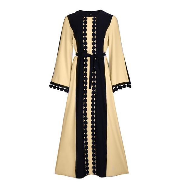 

summer muslim dress islamic robe long dress for women muslim lace stitching robe, Black;gray