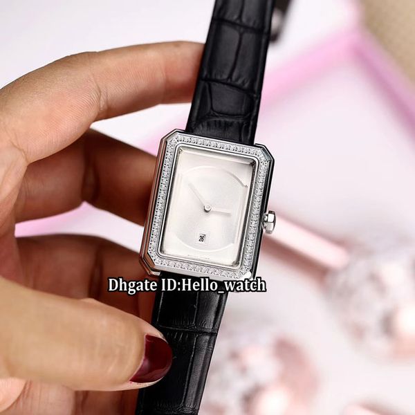 

новый стальной корпус boy'friend h4470 белый циферблат швейцарский кварц бриллиантовый безель женские часы 3d сапфировая кожа модные женские, Slivery;brown