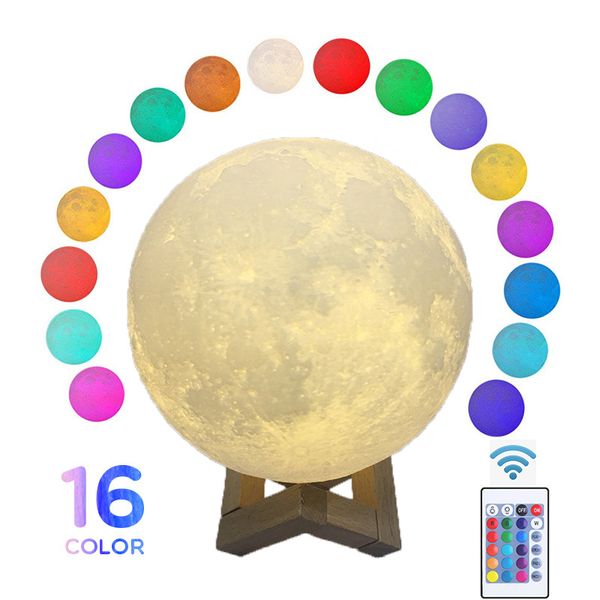 

round led night light 3d print moon lamp colorful change usb rechargeable touch switch luna moonlight home decoration creative