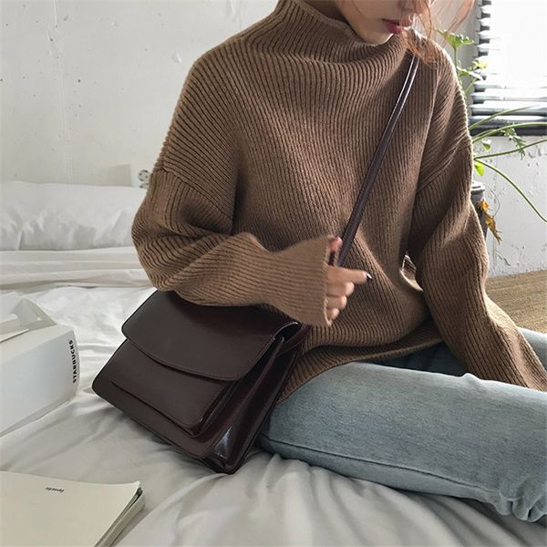 

cbafu turtleneck thicken knitted sweater women casual long sleeve kniited autumn winter sweater and pullovers jumper p631, White;black