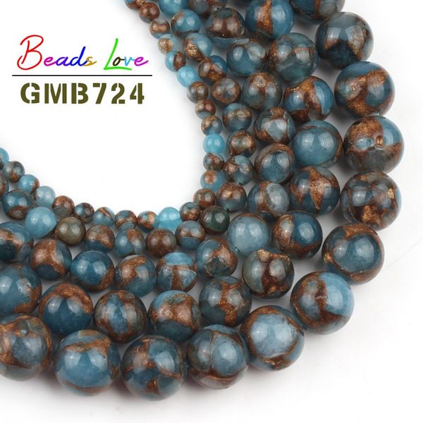 

natural lake blue cloisonne jaspers stone 4 6 8 10 12mm round loose beads for jewelry making diy necklace wholesale 15 inches
