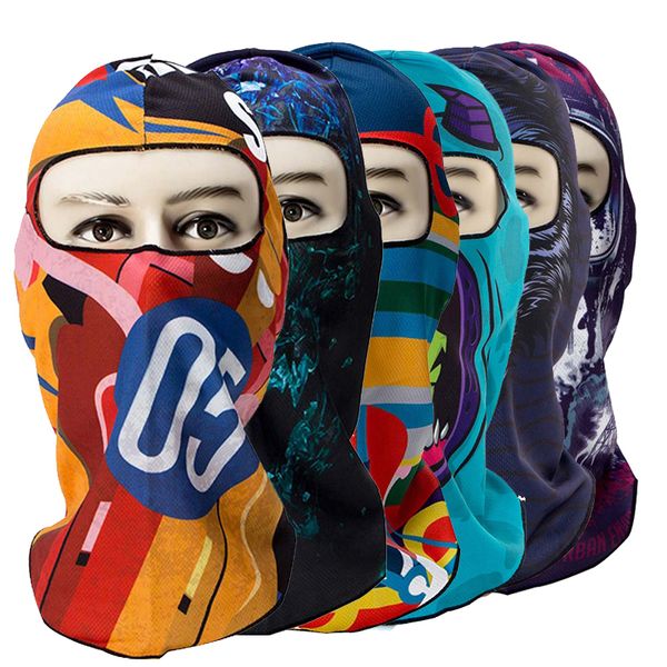 

outdoor camo cycling balaclava full face mask bicycle ski bike snowboard sport cover hiking tactical hat cap men women, Black