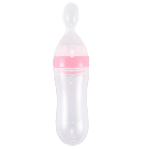 

baby squeezing feeding bottle silicone training rice spoon infant cereal supplement feeder safe tableware tools