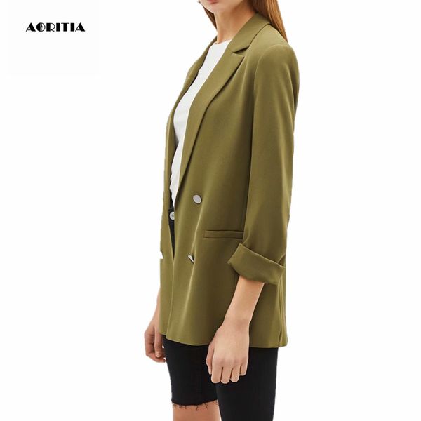 

2019 women long- sleeve blazer buttons blazers and jackets tailleur femme, White;black