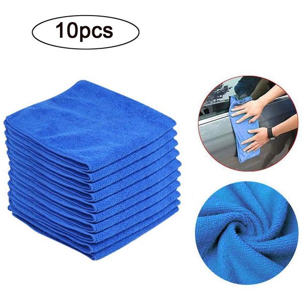 

10pc blue car cleaning detailing mirofiber soft polish cloths towel high absorbency, can hold up 8 times its weight in wate #yl6