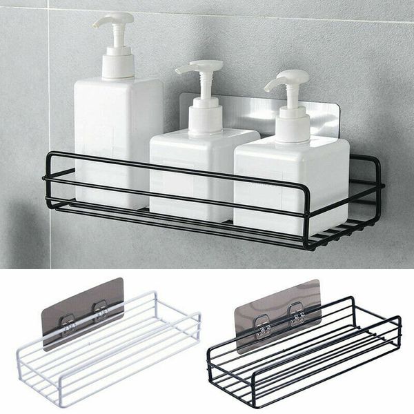 

bathroom iron shower shelf kitchen storage suction basket caddy rack wall mounted no drilling ing