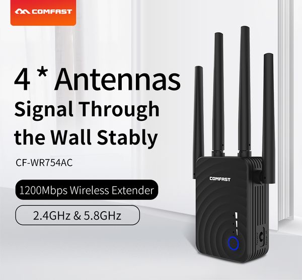 

1200mbps comfast cf-wr754ac home wireless router wifi 4*2dbi ap 5ghz long range extender antenna