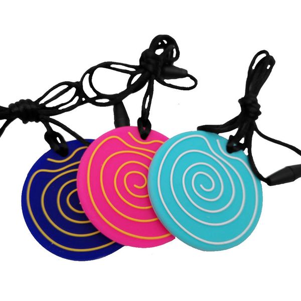 

silicone teething pendant practical sensory teether lollipop chew pendant baby safe silicone teether necklace multi-functional pink navy