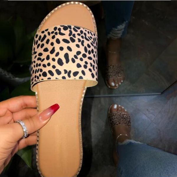 

woman 2020 summer leopard slides women slippers female fashion flat ladies solid shoes women's casual footwear plus size 36-43, Black