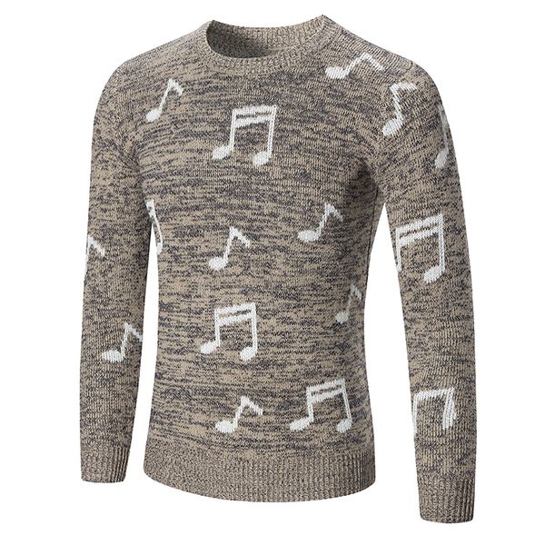 

2017 autumn and winter new mens casual sweater men chinese style slim pullovers o-neck musical character pattern sweater clothes, White;black