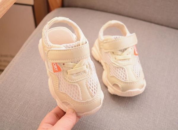 

summer kids shoes fashion baby girls boy sandals slip-resistant wear-resistant beach shoes toddler children baotou mesh sports sandals, Black;red