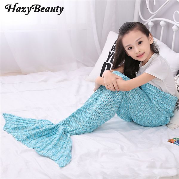 

hazybeauty children mermaid blanket read a book and watch a tv sleeping bag mermaid tail knitted blanket acrylic thread