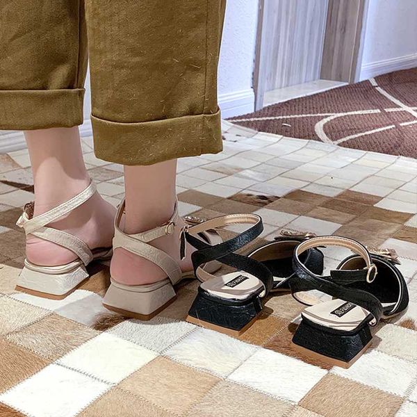 

roman sandals block heels 2019 women's ladies shoes summer espadrilles platform suit female beige all-match med gladiator, Black