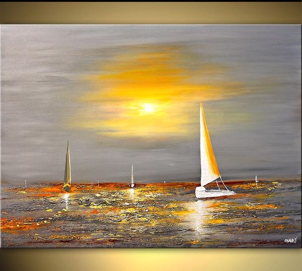 

ручной работы современный абстрактный море картина маслом лодка парусный спорт холст стены искусства картина для гостиной спальня украшения