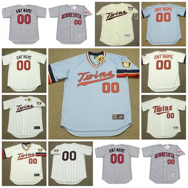 

custom minnesota throwback twins kirby puckett harmon killebrew tony oliva rod carew kent hrbek bert blyleven paul molitor gary gaetti bert, Blue;black