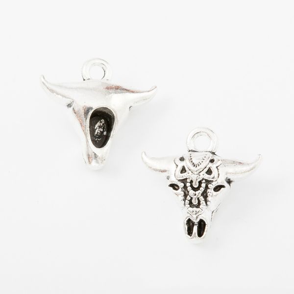 

50pcs 16*17mm antique vintage silver amulet bull ox head charms metal alloy pendants for bracelet necklace earring diy jewelry, Bronze;silver