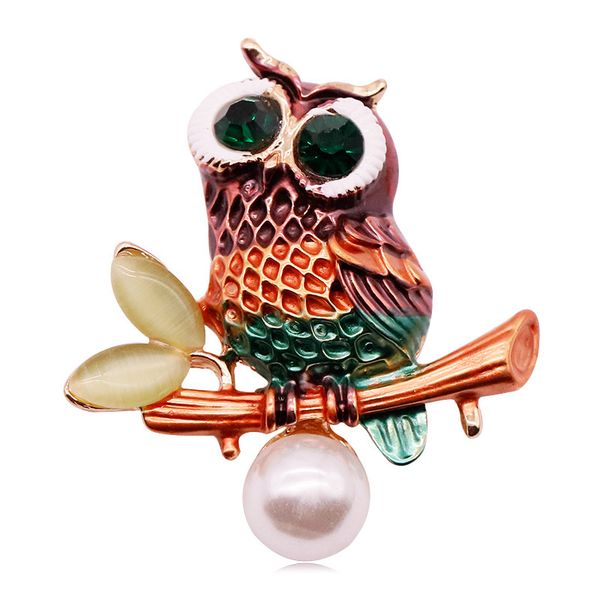 

originality fund owl brooch alloy oil dripping animal brooch woman accessories product pin, Gray