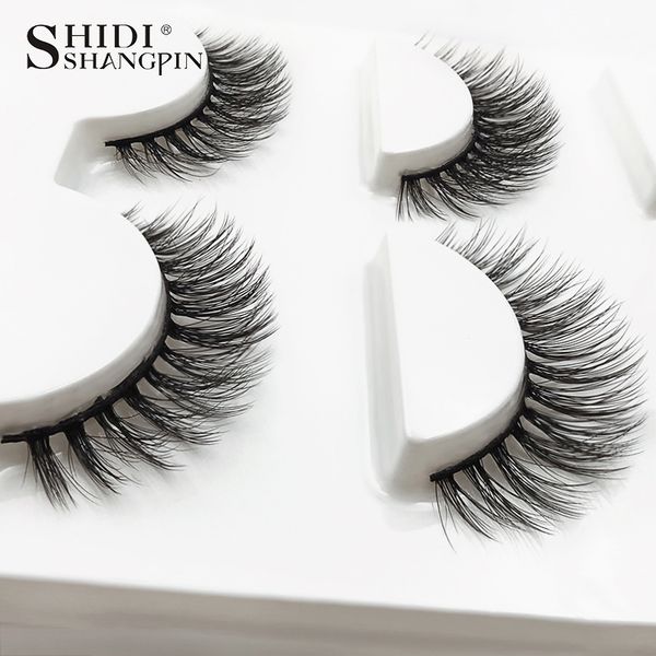 

new 3 pairs mink eyelashes natural false eyelashes 3d mink lashes makeup soft fake eyelash extension hand made eye lashes #x09