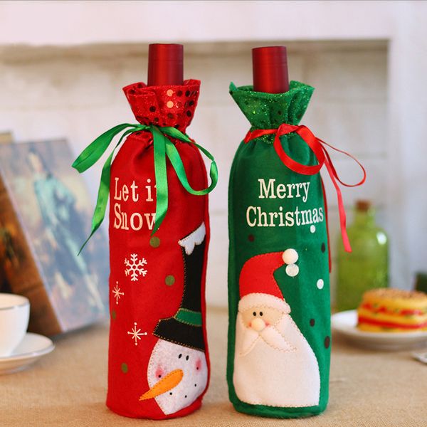 

cute christmas bottle cover christmas decorations for home dinner party cartoon navidad decor 2019 new year hanging ornaments