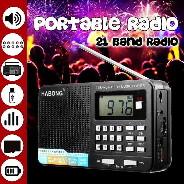 

portable pockets radio personal handheld full-band am fm sw digital mp3 tf u card rechargeable usb