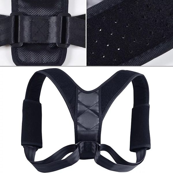 

back belt adjustable posture corrector child shoulder humpback correction belts support shoulder brace, Black;gray