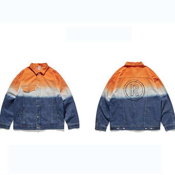 

мужская женская роскошные куртки мужская улица личности градиент куртка мужская дизайнер джинсовая куртка 2019 осень тенденция новая мода ст, Black;brown