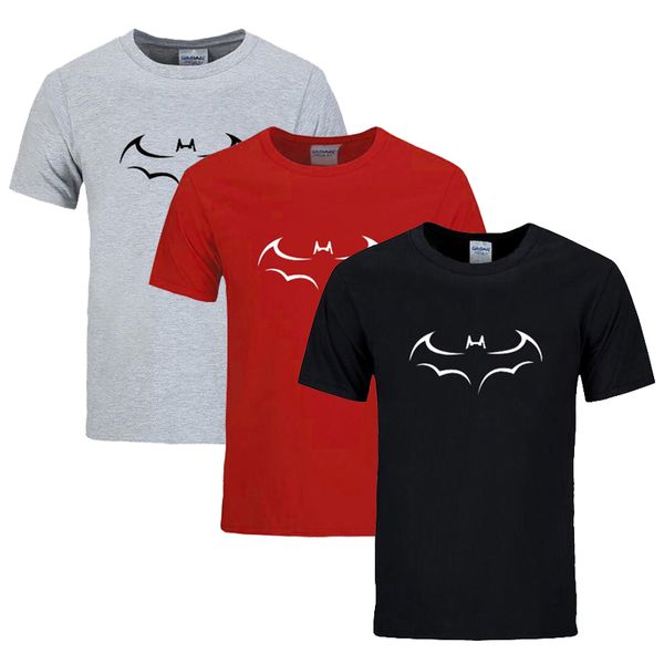 

mens summer designer t shirt 100% cotton batman printed black grey red white casual crew neck short t shirt size s-3xl, White;black