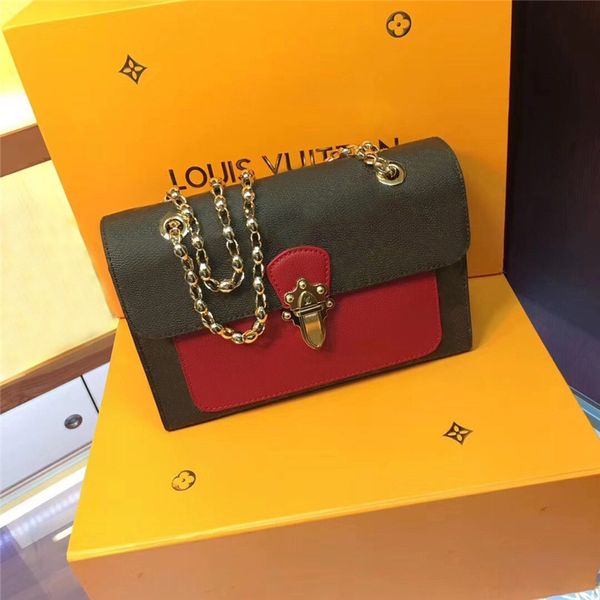 

2019 new women chain messenger bag victoire shoulder bag genuine leather pathcwork two-tone crossbody bags flap handbag pochette tote