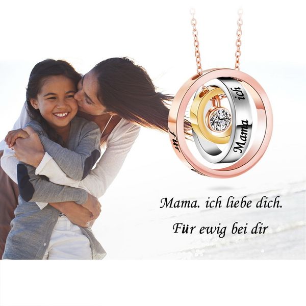 

2019 rose gold stainless steel chain necklace her love letter carved pendant necklace women jewelry mother's day gift, Silver