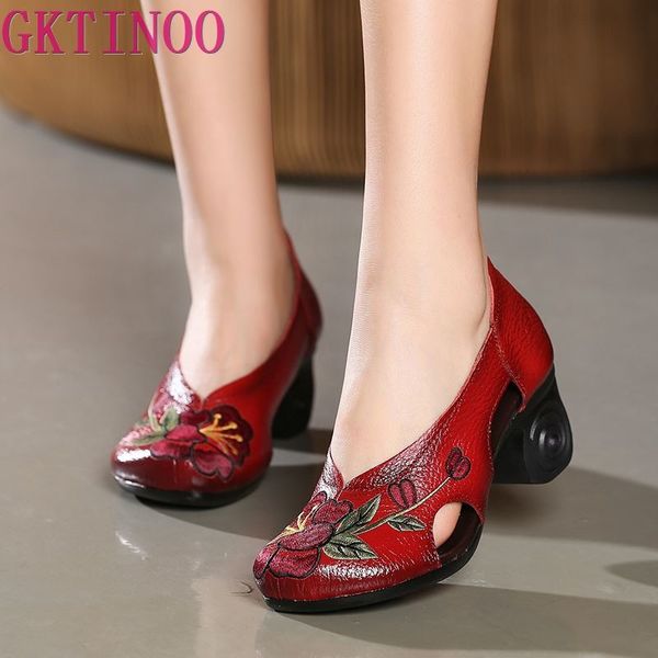 

handmade embroidery women high heel shoes hollow cowhide genuine leather shoes woman fashion shoes high heels, Black
