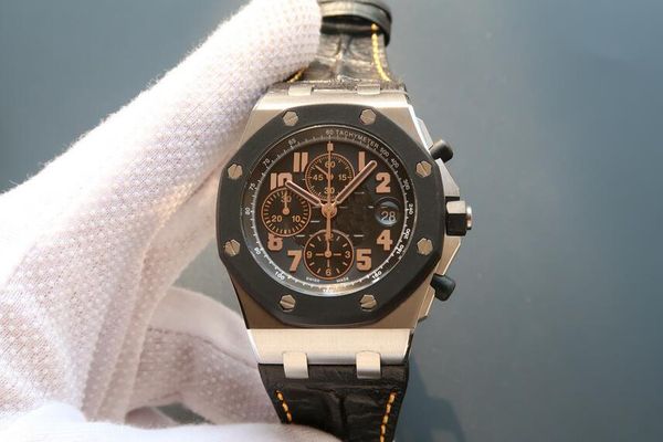 

бесплатная доставка завод поставщик качество мужские кварцевые хронограф повседневные часы 42 мм кожаный ремешок полосы мужские спортивные н, Slivery;brown