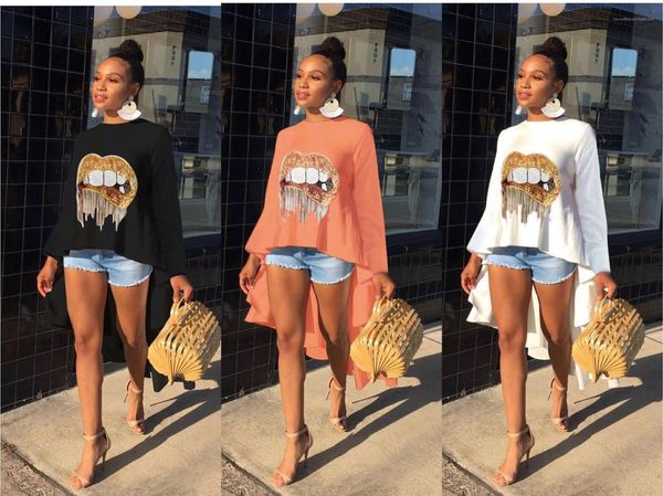 

lips womens tshirt summer womens designer t shirts fashion casual ladies designer luxury clothes sequins diamond, White