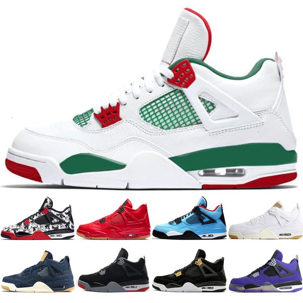 

new 4 tattoo singles day travis scotts cactus jack raptors mens basketball shoes 4s white cement punch black cat sports sneaker designer