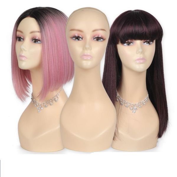 

pe-d female head plastic mannequin head sale for wigs hat jewelry display, White