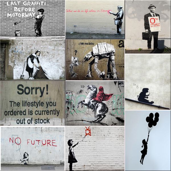 

banksy graffiti canvas art prints paintings wall art poster decoration pictures wall decorative framed hip