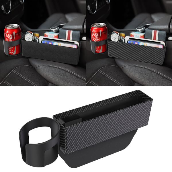 

car seat crevice storage box abs /pu multi-function console side pocket drink holder for wallet phone keys cards car storage box