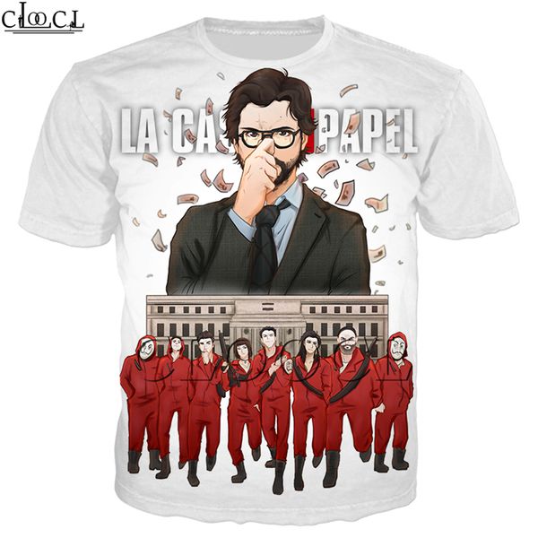 

2020 new la casa de papel 3d print t shirt women men money heist the paper house hip hop streetwear, White;black