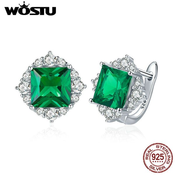 

wostu 100%real authentic 925 sterling silver original noble emeralds earring for women gift wedding bke540
