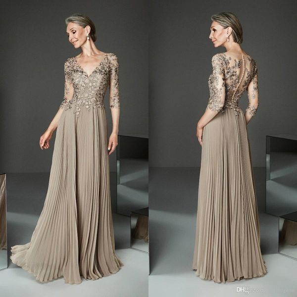 

elegant mother of the bride dresses half long sleeves appliqued v neck a line wedding guest evening dress custom plus size mother gowns, Black;red