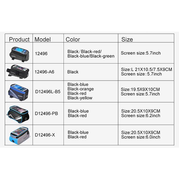 

roswheel bicycle bags frame front head tube waterproof bike bags&double ipouch cycling for 5.5-6.2 in cell phone touch