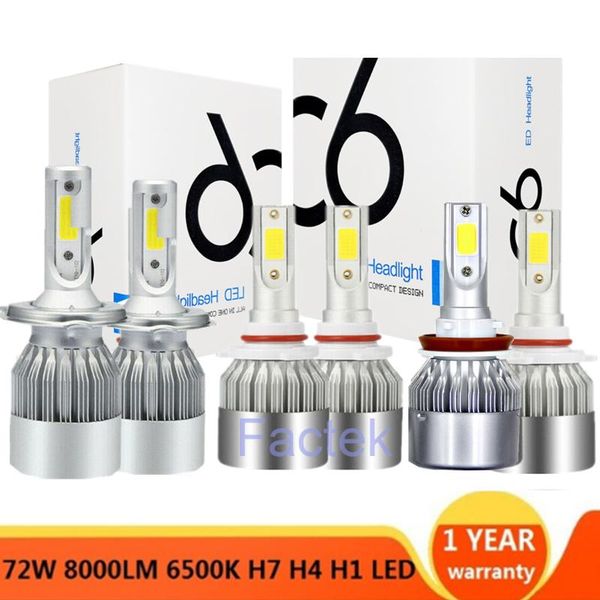 

auto c6 h4 led car headlights 2019 spotlights h4 cob led headlight light bulb 72w 6000k 8000k 12000k lights cool white 8000lm