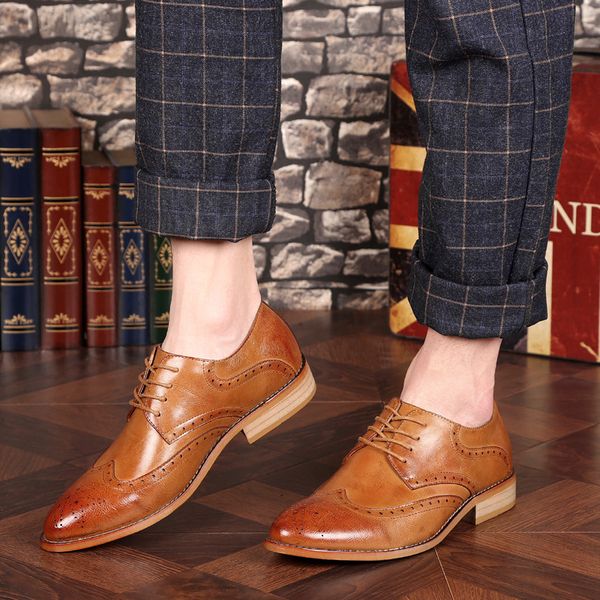 

men's leather casual shoes' oxfords genuine leather shoes men formal oxfords office casual shoes men wedding dress shoe, Black