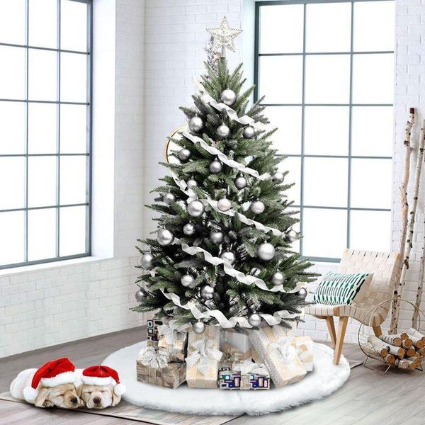 

78cm/90cm white christmas tree skirt stand apron ornaments party home decor
