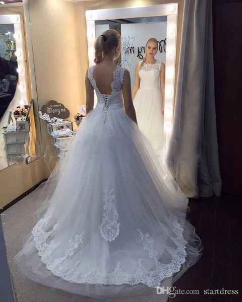 

white a line beach wedding dress backless lace country wedding dresses floor length wedding gowns vintage berta bridal plus size