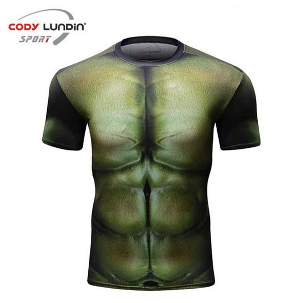 

new men sport t shirt gym short clothes men compression sleeve body building tights male quick drying shirt ing, White;black