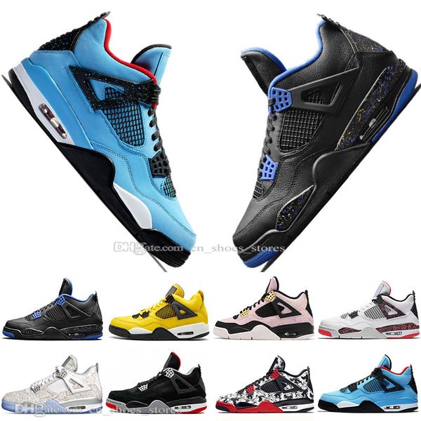 

2019 Newest Bred 4 4s What The Cactus Jack Laser Wings Mens Basketball Shoes Denim Blue Pale Citron Men Sports Designer Sneakers Size 5.5-13