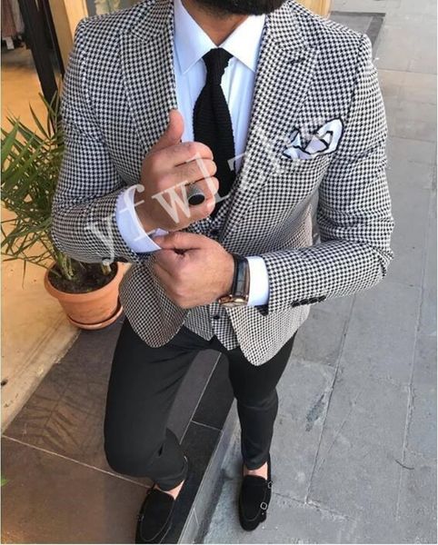 

classic one button handsome groomsmen peak lapel groom tuxedos men suits wedding/prom man blazer ( jacket+pants+vest+tie) w93, Black;gray