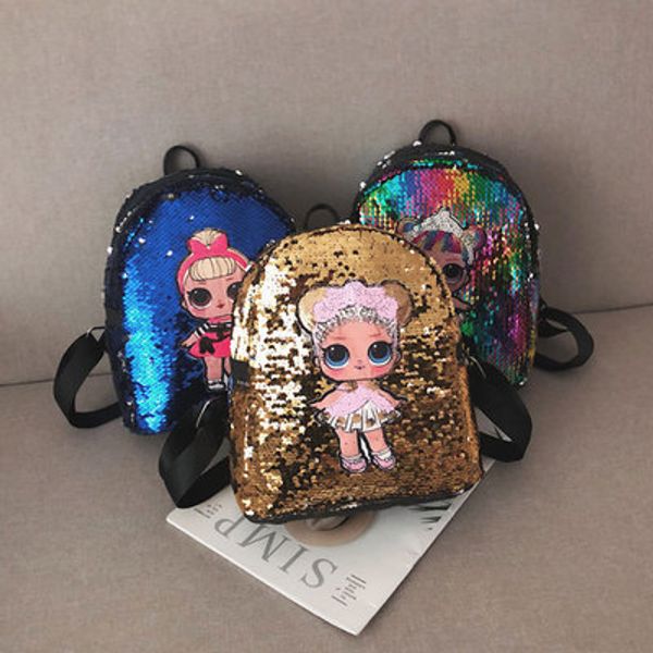 

2019 new fashion korean double shoulder bag with all kinds of foreign style sequins ears school children's schoolbag with