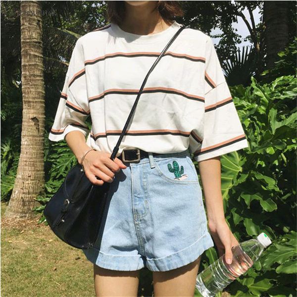 

женская t tshirt япония harajuku ulzzang ladies student summer tide сыпучие нашивки топ женский корейский kawaii для одежды для женщин, White